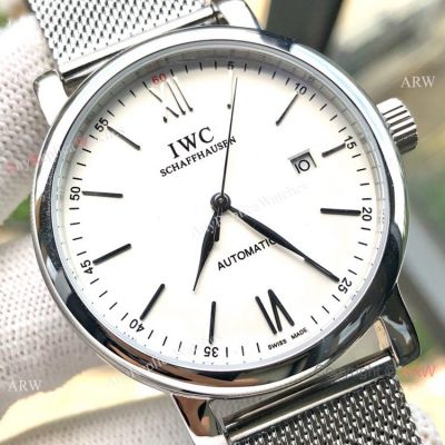 New IWC Portofino Stianless Steel White Face Watch Men